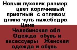 Новый пуховик,размер 44-46,цвет коричневый ,приятный, с отливом, длина чуть нижебедрв › Цена ­ 1 500 - Челябинская обл. Одежда, обувь и аксессуары » Женская одежда и обувь   